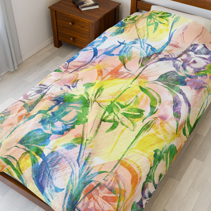 Luxury Velveteen Plush Blanket - Sunshine Garden- Cozy & Soft