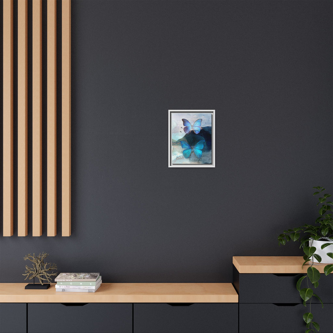 Canvas Art - Sustainably Made Framed Wall Décor - Blue Butterfly Mist