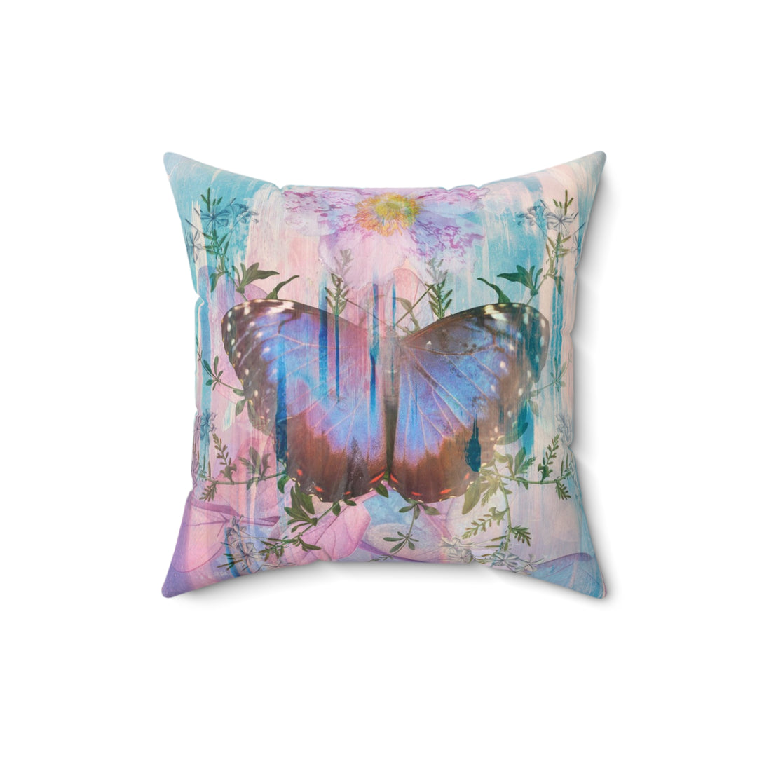 Luxury Faux Suede Pillow - Electric Butterfly