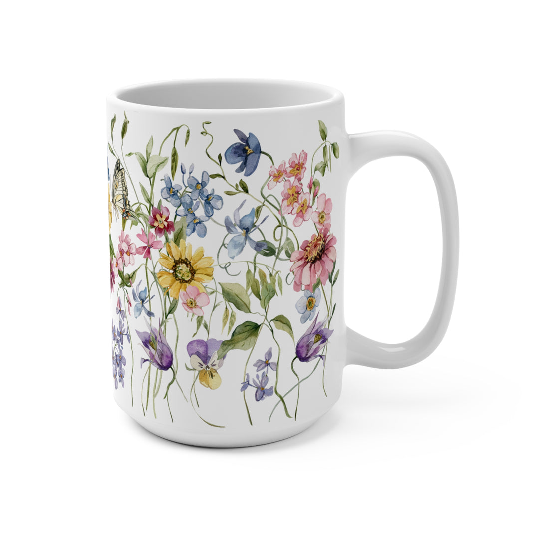 Mug 15oz - BPA-free - Flowers and Butterflies