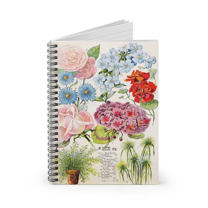 Eco-Friendly Notebook - Ruled Line Journal - Vintage Flowers
