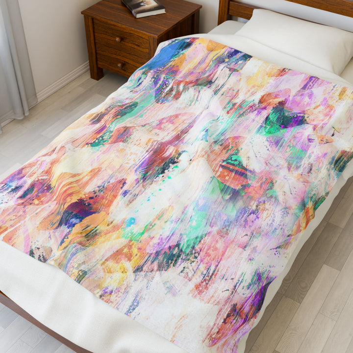 Luxury Velveteen Plush Blanket - Abstract Garden - Cozy & Soft- Cozy & Soft