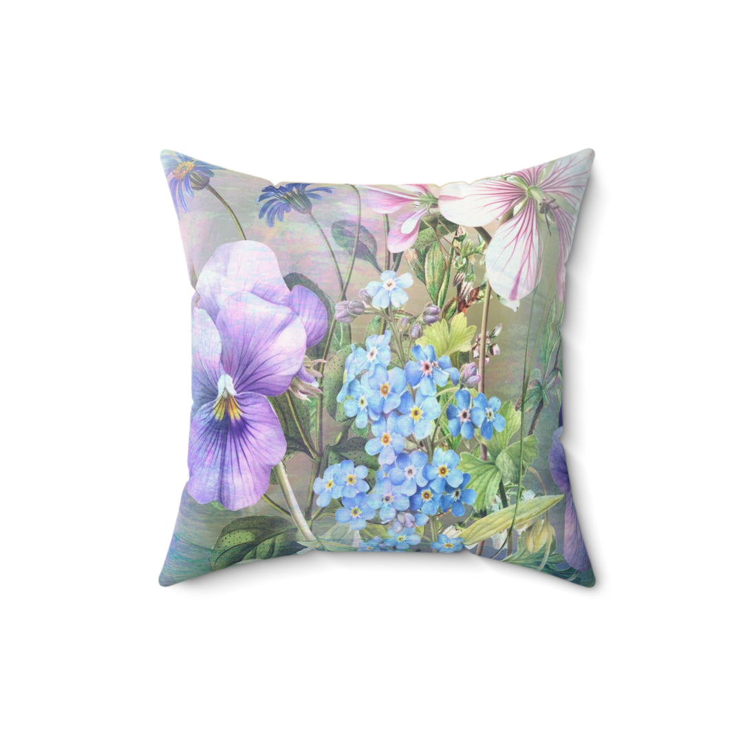 Luxury Faux Suede Pillow - Pansy Garden
