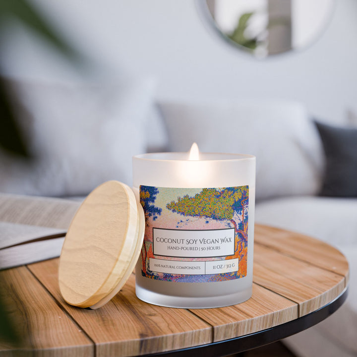 Frosted Glass Candle - 11oz - Vegan Wax - Mediterranean Summer