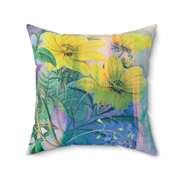 Luxury Faux Suede Pillow - Golden Bouquet