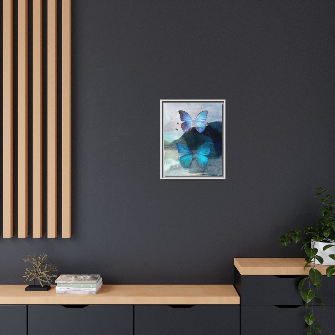Canvas Art - Sustainably Made Framed Wall Décor - Blue Butterfly Mist