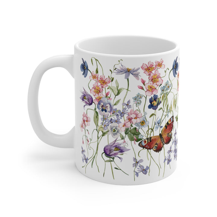 Watercolor Floral Mug – 11oz. - Wildflowers & Butterflies