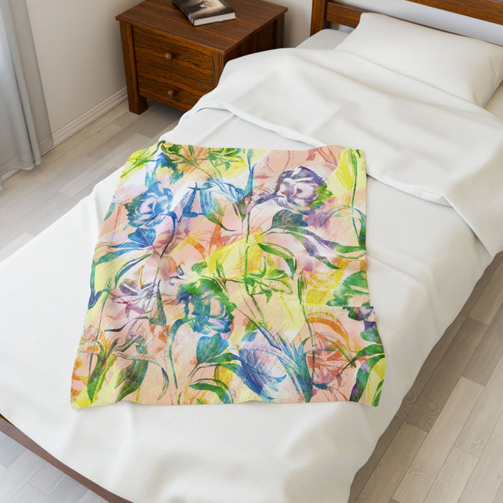 Luxury Velveteen Plush Blanket - Sunshine Garden- Cozy & Soft