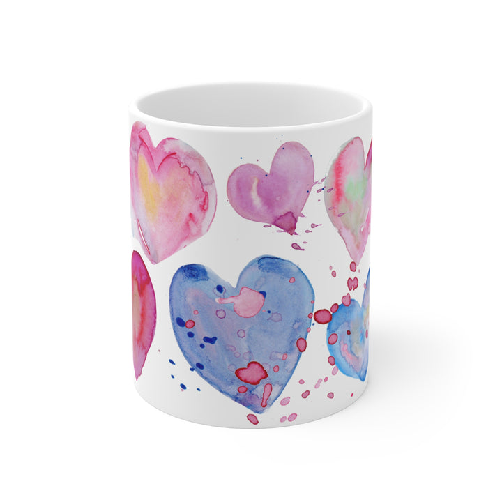 Mug  11oz - BPA-free - Watercolor Hearts