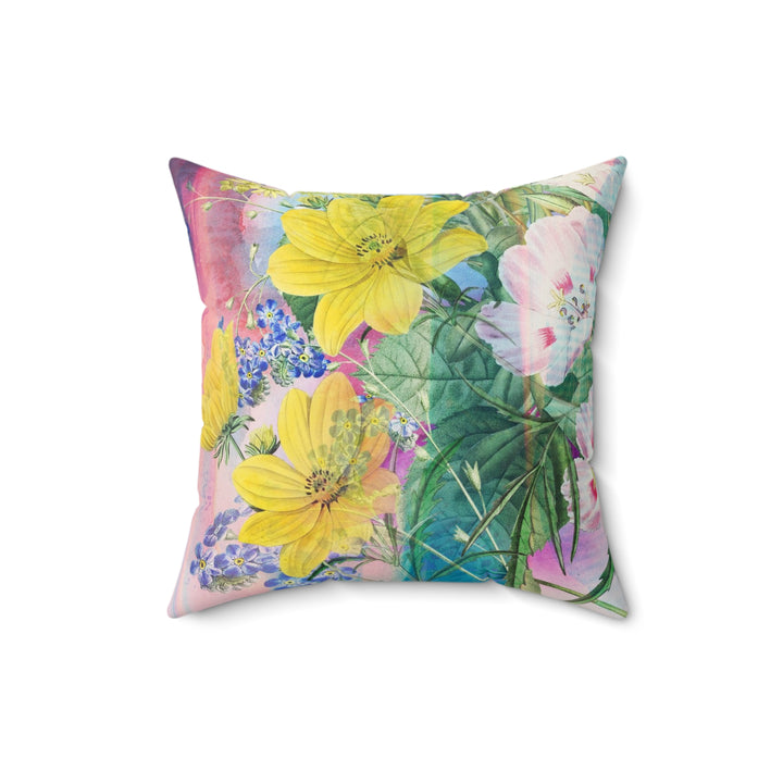 Luxury Faux Suede Pillow - Golden Bouquet