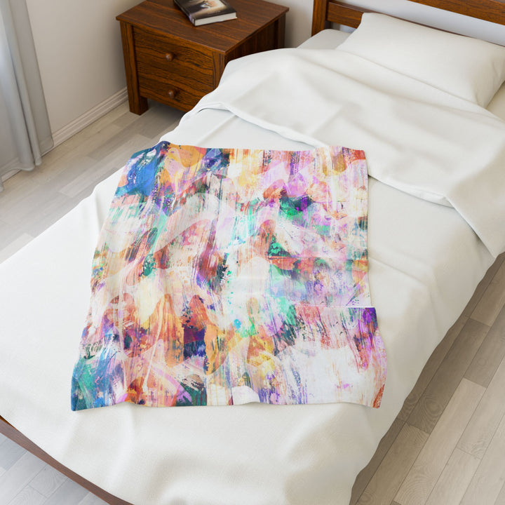 Luxury Velveteen Plush Blanket - Abstract Garden - Cozy & Soft- Cozy & Soft