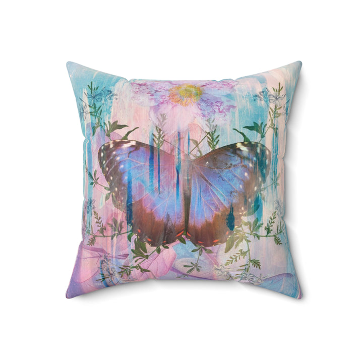 Luxury Faux Suede Pillow - Electric Butterfly