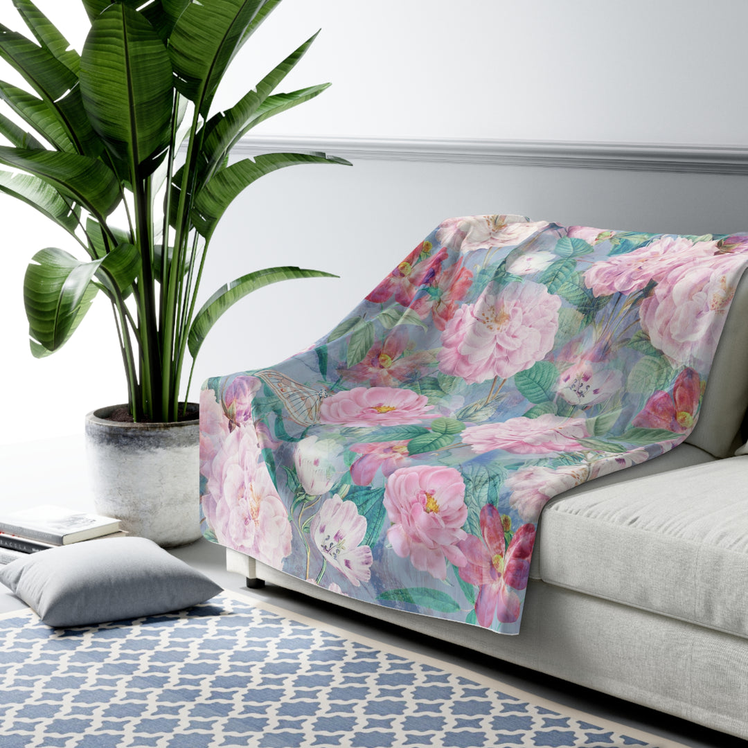 Sherpa Fleece Blanket - Rose Delight
