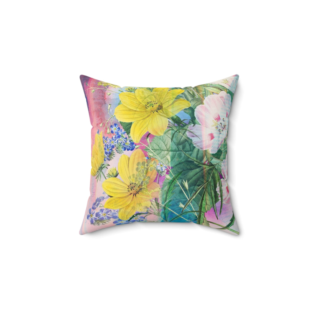 Luxury Faux Suede Pillow - Golden Bouquet