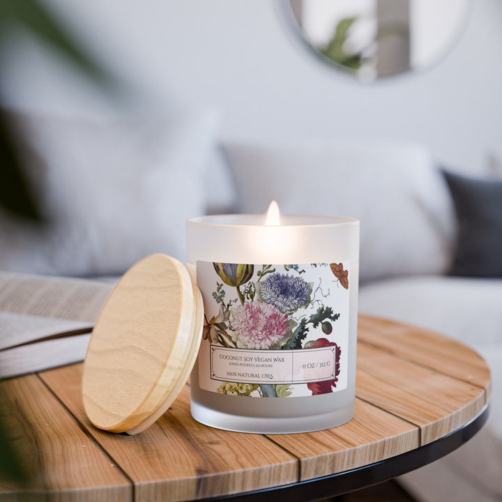 Frosted Glass Candle - 11oz - Soy Wax - Vintage Bouquet