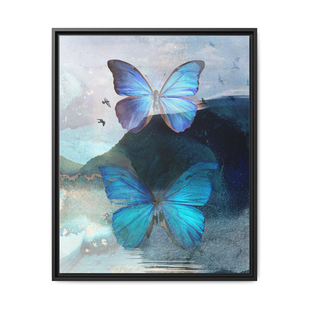Canvas Art - Sustainably Made Framed Wall Décor - Blue Butterfly Mist