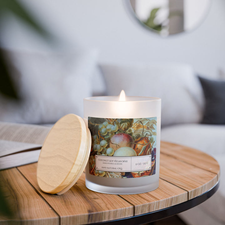 Frosted Glass Candle - 11oz - Soy Wax - Fall Fruits - Gilded Age Collection