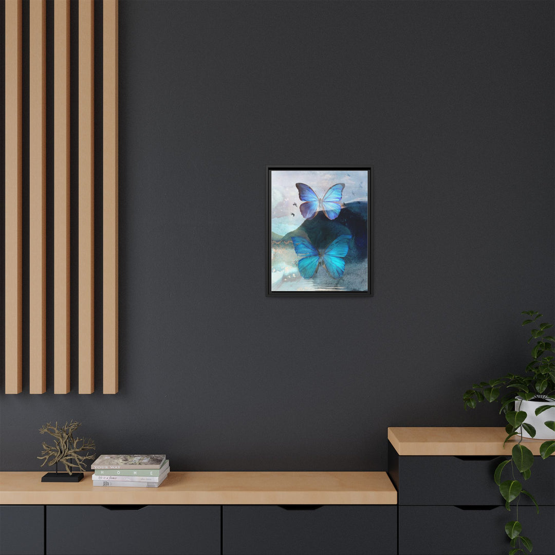 Canvas Art - Sustainably Made Framed Wall Décor - Blue Butterfly Mist