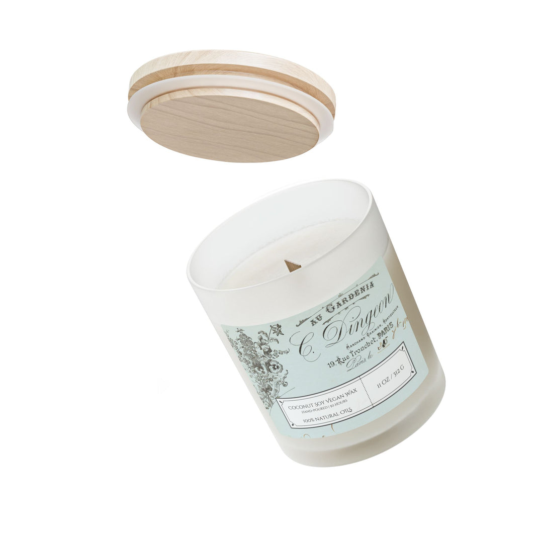 Frosted Glass Candle - 11oz - Vegan Wax - Vintage Green