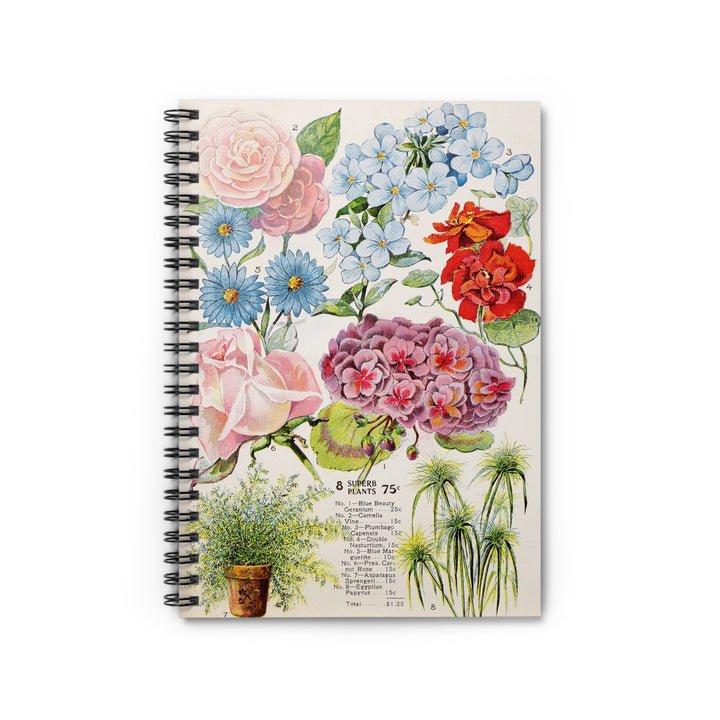Eco-Friendly Notebook - Ruled Line Journal - Vintage Flowers