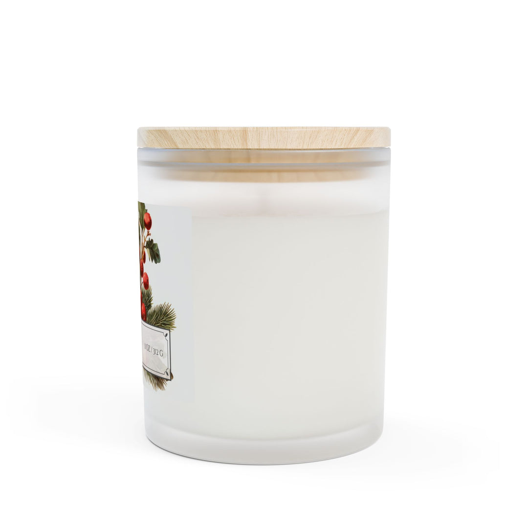 Frosted Glass Candle - 11oz - Vegan Wax - Christmas Holly - Gilded Age Collection