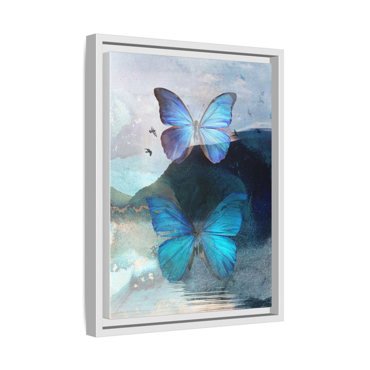 Canvas Art - Sustainably Made Framed Wall Décor - Blue Butterfly Mist