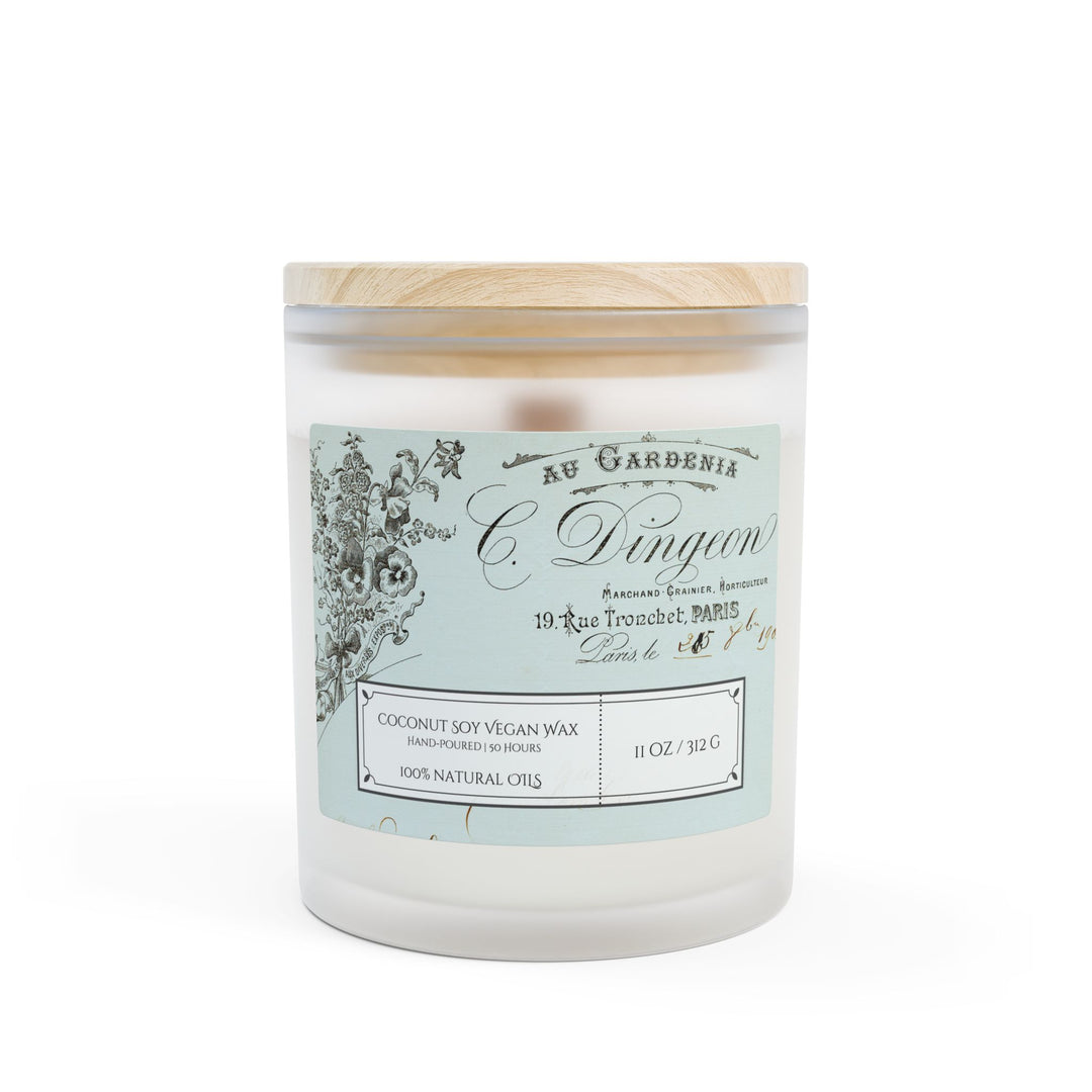 Frosted Glass Candle - 11oz - Vegan Wax - Vintage Green