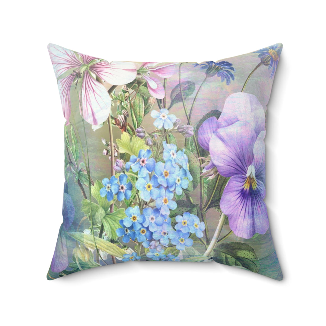 Luxury Faux Suede Pillow - Pansy Garden