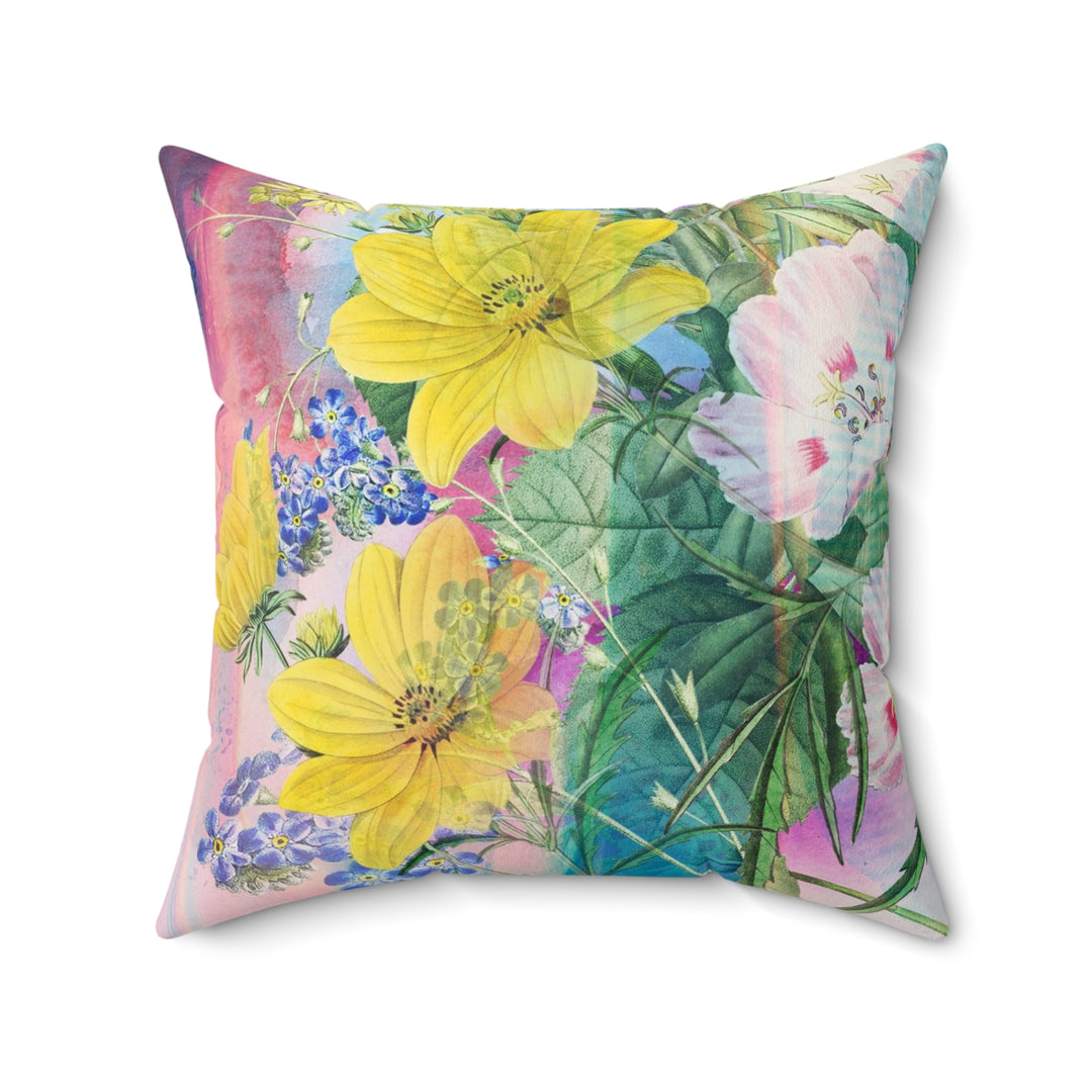 Luxury Faux Suede Pillow - Golden Bouquet