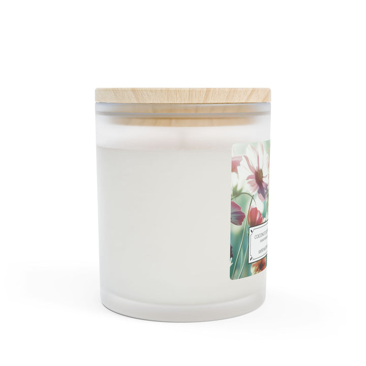 Frosted Glass Candle - 11oz - Vegan Wax - Cosmos Garden