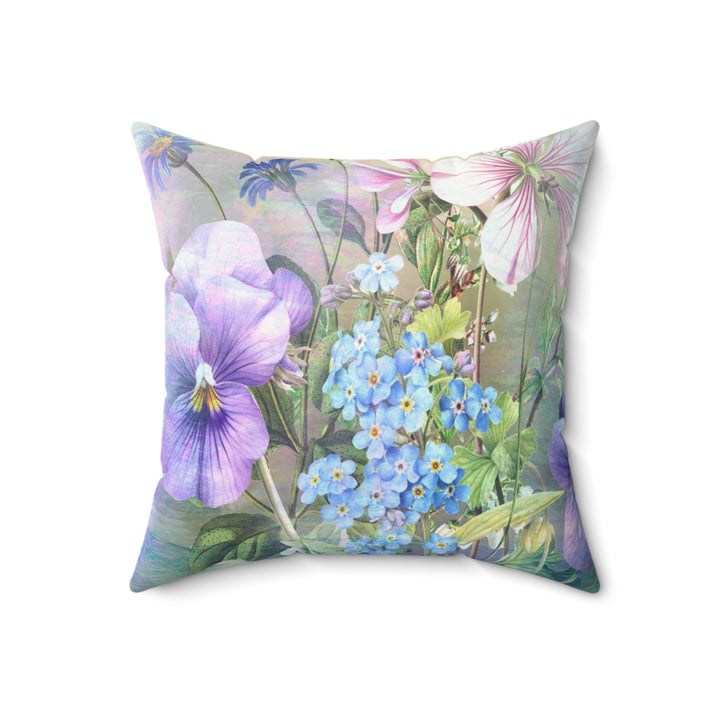 Luxury Faux Suede Pillow - Pansy Garden