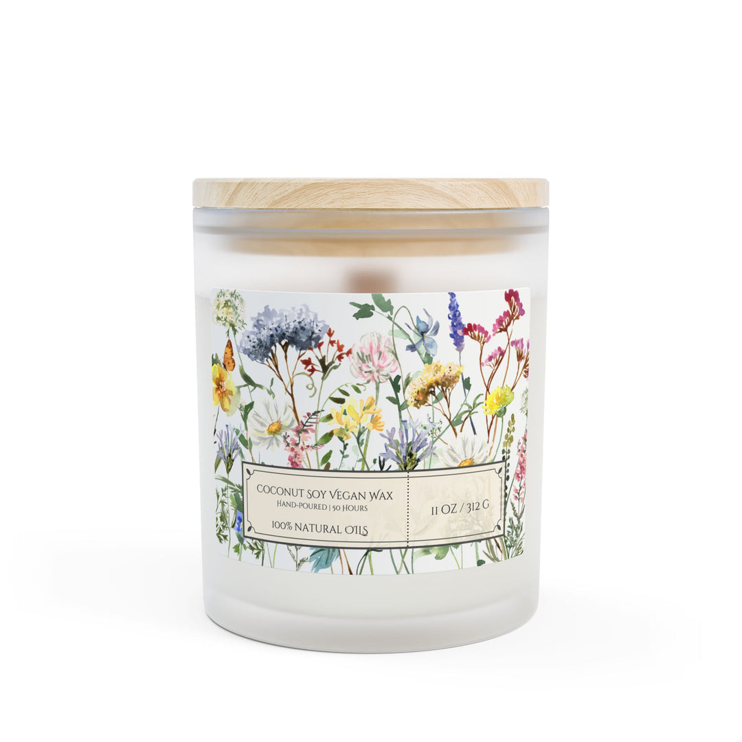 Frosted Glass Candle - 11oz - Vegan Wax - Wildflower Meadow