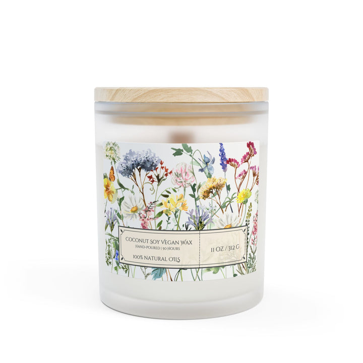 Frosted Glass Candle - 11oz - Vegan Wax - Wildflower Meadow