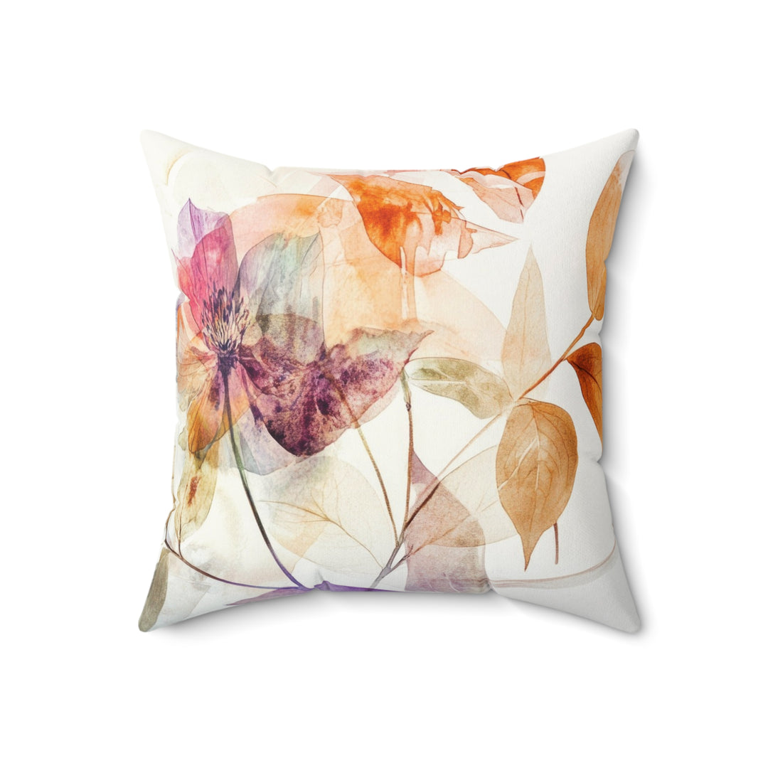Luxury Faux Suede Floral Print Pillow - Golden Summer