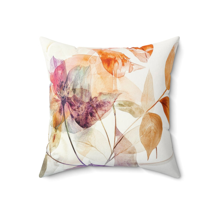 Luxury Faux Suede Floral Print Pillow - Golden Summer