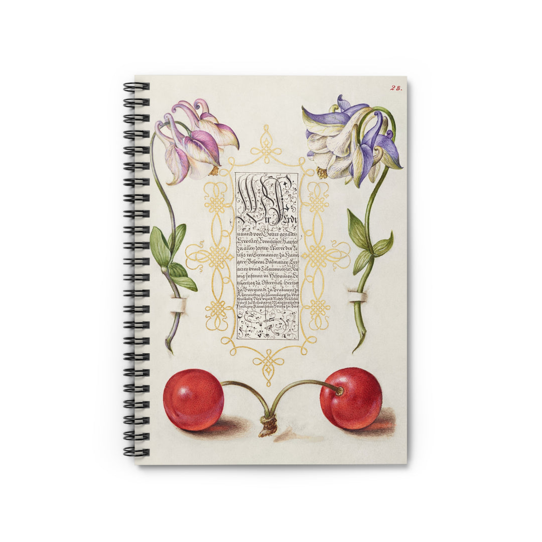 Spiral Eco-Friendly Notebook - Ruled Line Journal - Renaissance Cherries
