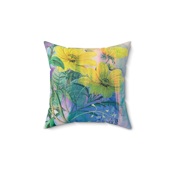 Luxury Faux Suede Pillow - Golden Bouquet