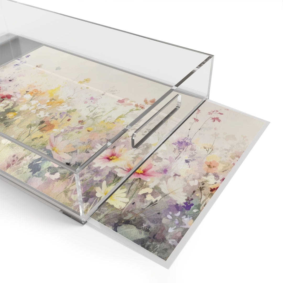 Acrylic Serving Tray — Watercolor Wildflower Garden