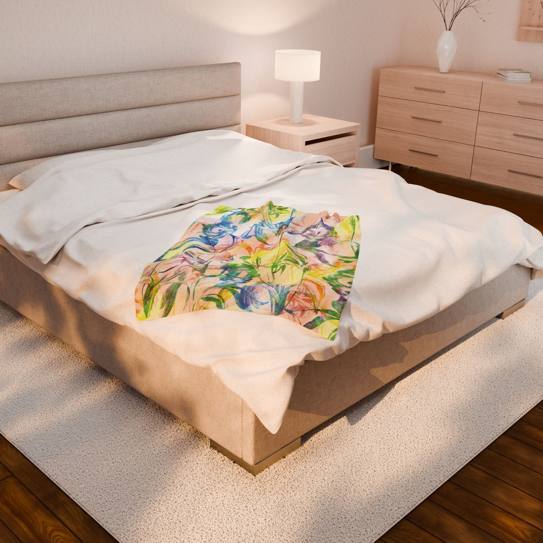 Luxury Velveteen Plush Blanket - Sunshine Garden- Cozy & Soft