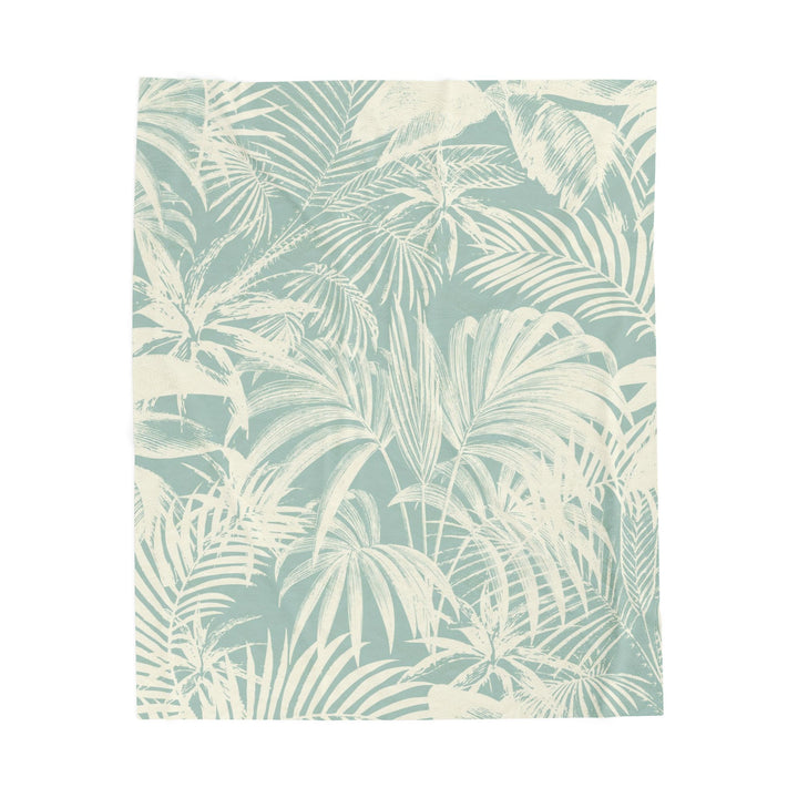 Luxury Velveteen Plush Blanket - Soft Green Palm- Cozy & Soft