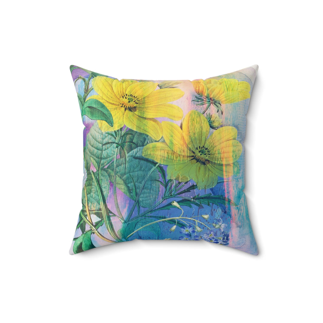 Luxury Faux Suede Pillow - Golden Bouquet