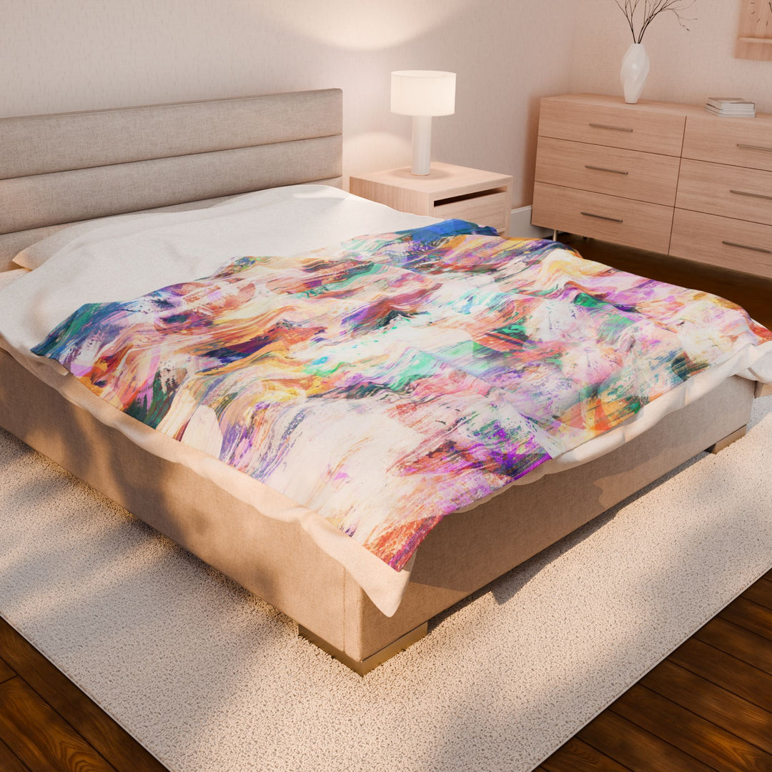 Luxury Velveteen Plush Blanket - Abstract Garden - Cozy & Soft- Cozy & Soft