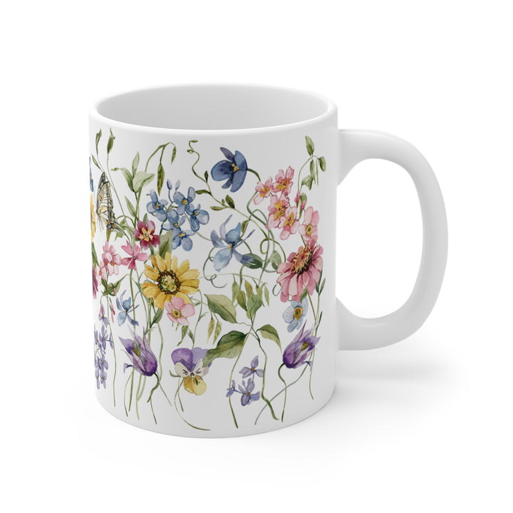 Watercolor Floral Mug – 11oz. - Wildflowers & Butterflies