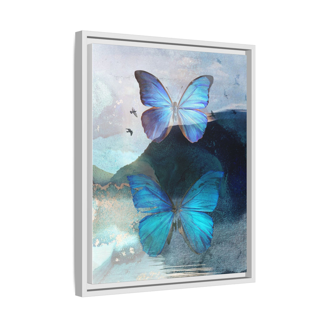 Canvas Art - Sustainably Made Framed Wall Décor - Blue Butterfly Mist