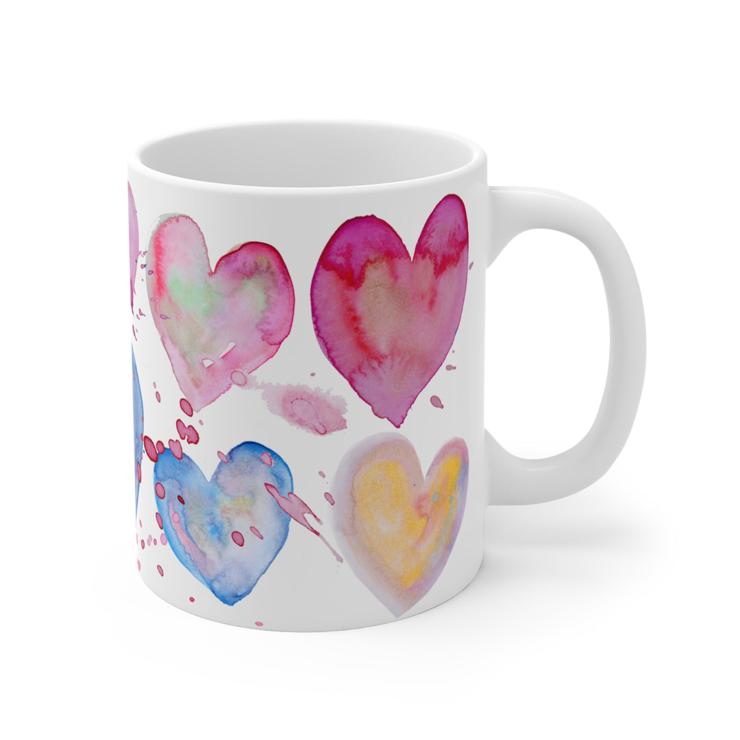 Mug  11oz - BPA-free - Watercolor Hearts