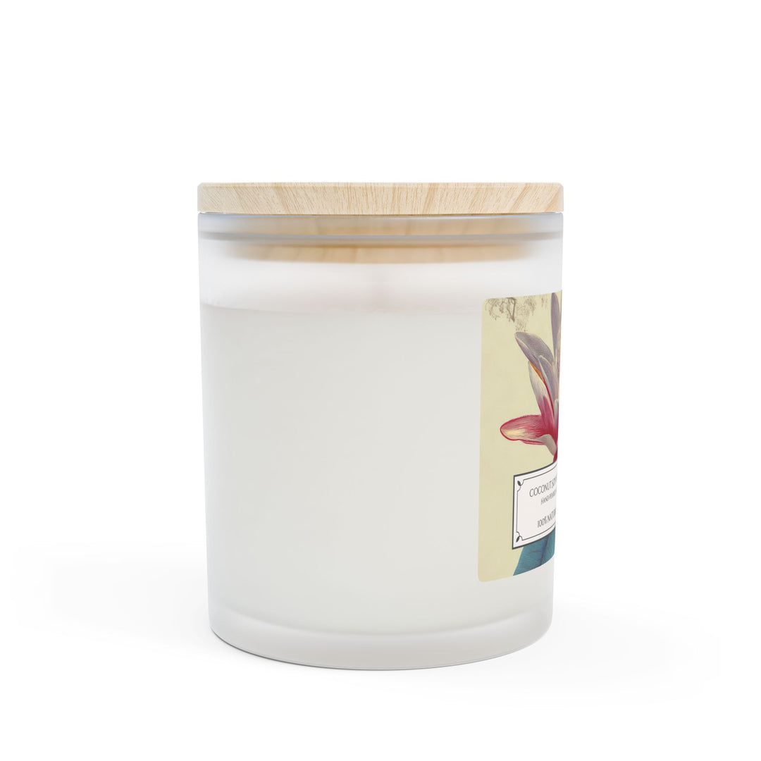 Frosted Glass Candle - 11oz - Soy Wax - Red Flower