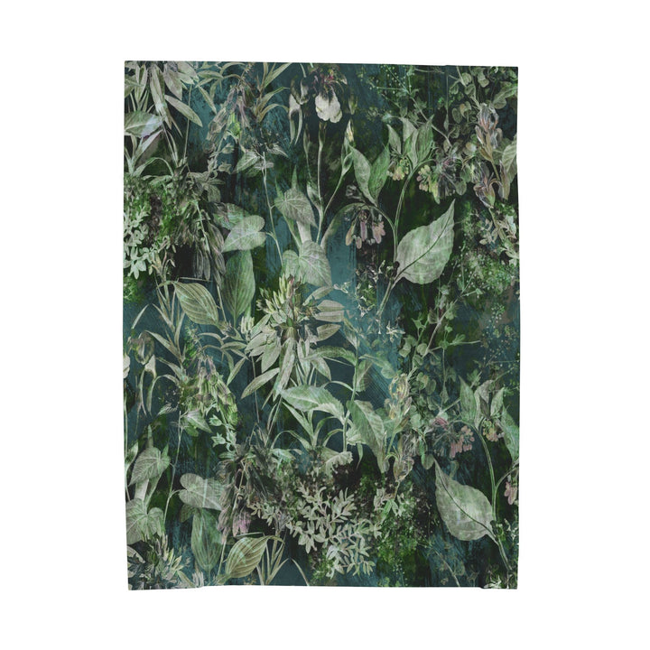 Luxury Velveteen Plush Blanket - Midnight Jungle Green- Cozy & Soft