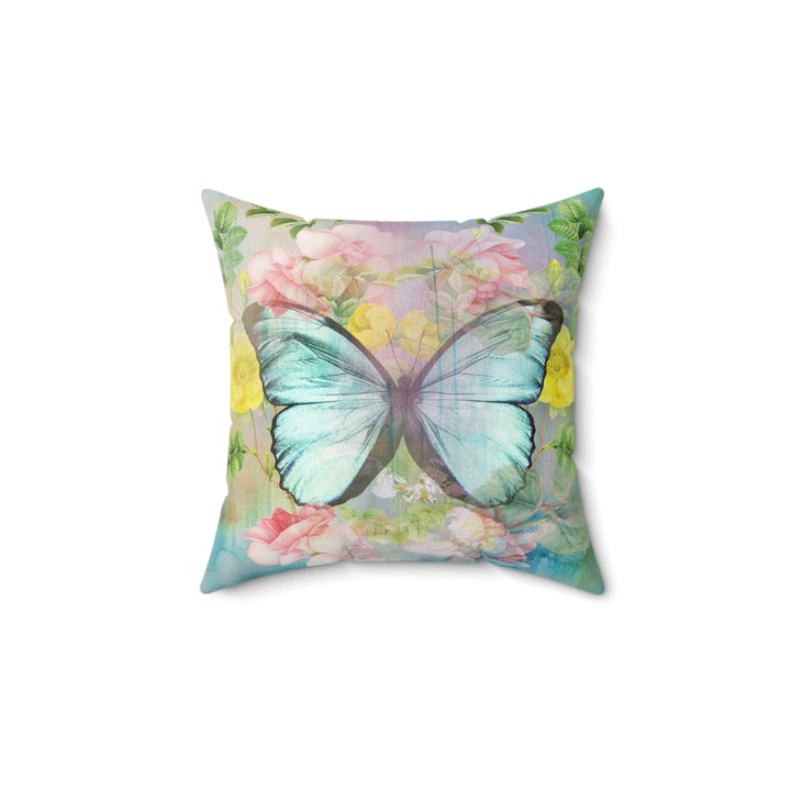 Luxury Faux Suede Pillow - Butterfly & Roses