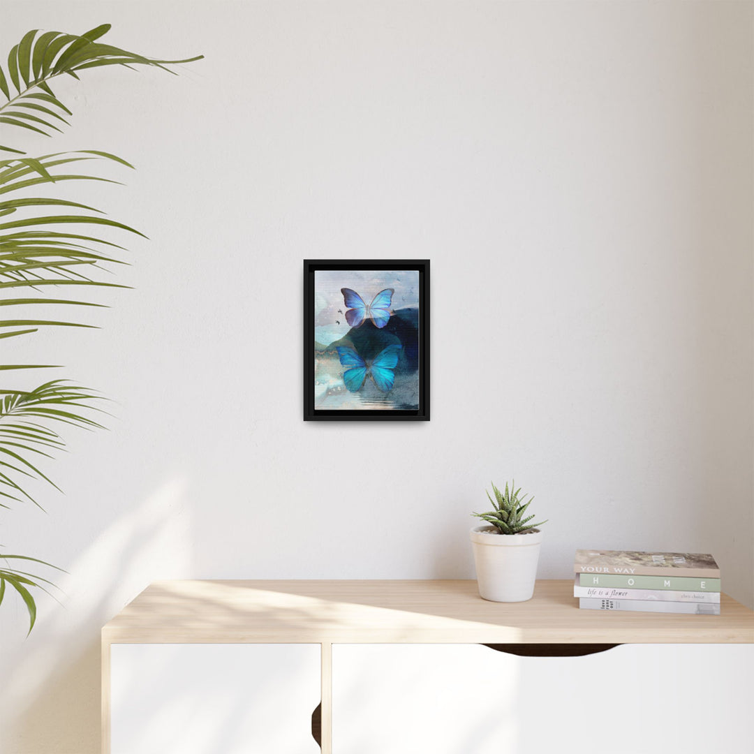 Canvas Art - Sustainably Made Framed Wall Décor - Blue Butterfly Mist