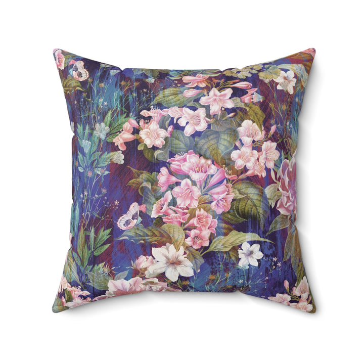 Luxury Faux Suede Pillow - Midnight Bloom
